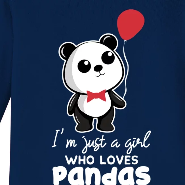 Just A Who Loves Pandas Panda Meaningful Gift Funny Gift Baby Long Sleeve Bodysuit