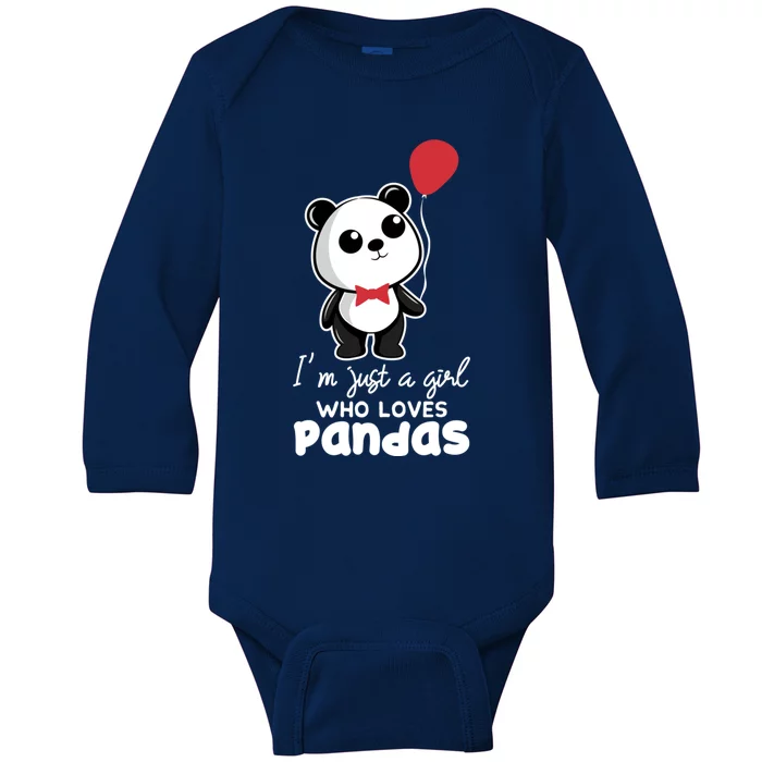 Just A Who Loves Pandas Panda Meaningful Gift Funny Gift Baby Long Sleeve Bodysuit