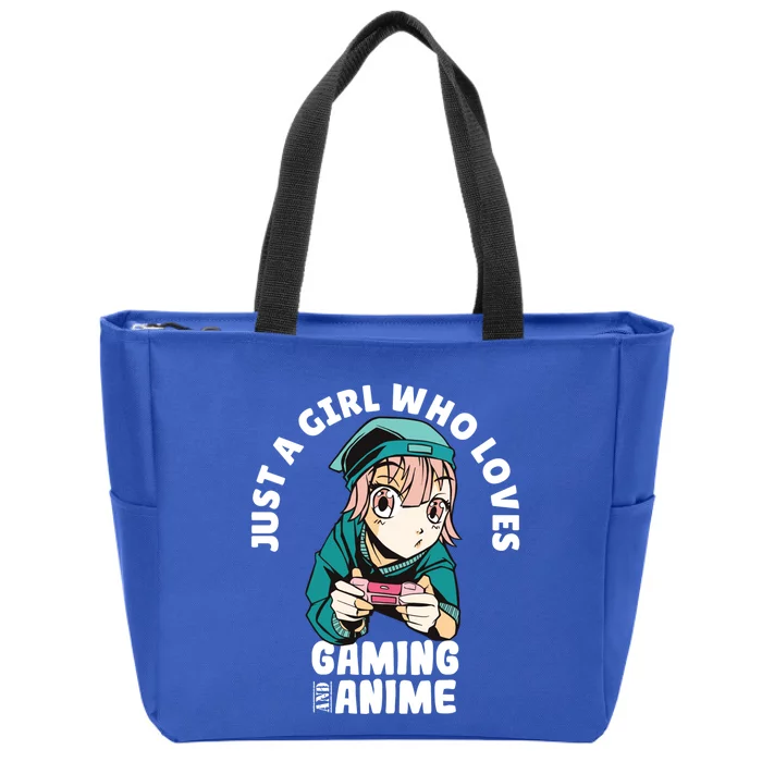 Just A Who Loves Anime And Gaming Gamer Anime Merch Gift Zip Tote Bag