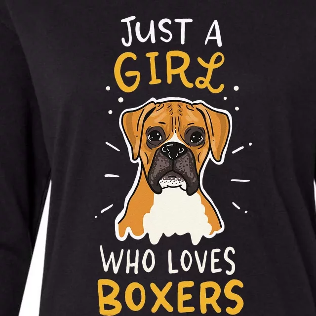 Just A Who Loves Boxers Dog School Gift Womens Cotton Relaxed Long Sleeve T-Shirt