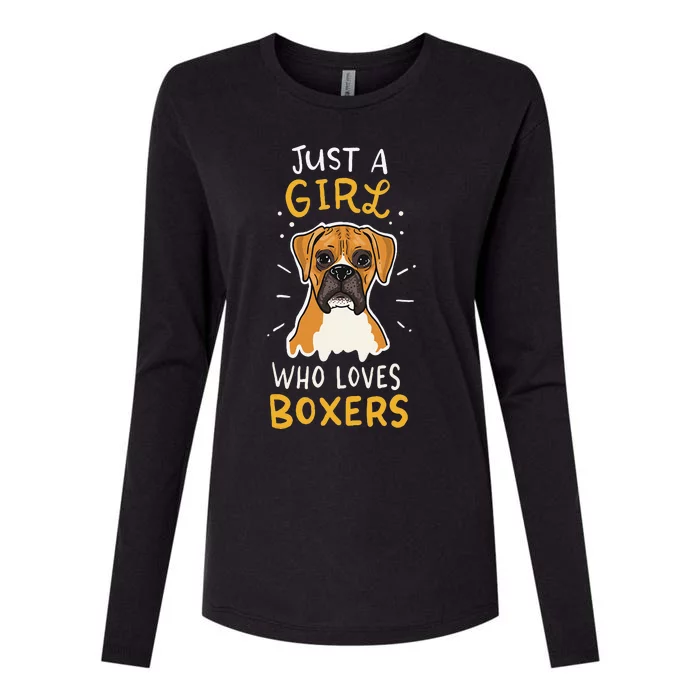 Just A Who Loves Boxers Dog School Gift Womens Cotton Relaxed Long Sleeve T-Shirt