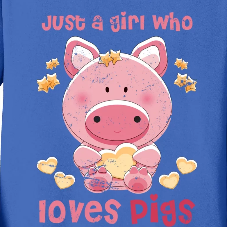 Just A Who Loves Pig Cute Gift Kids Long Sleeve Shirt