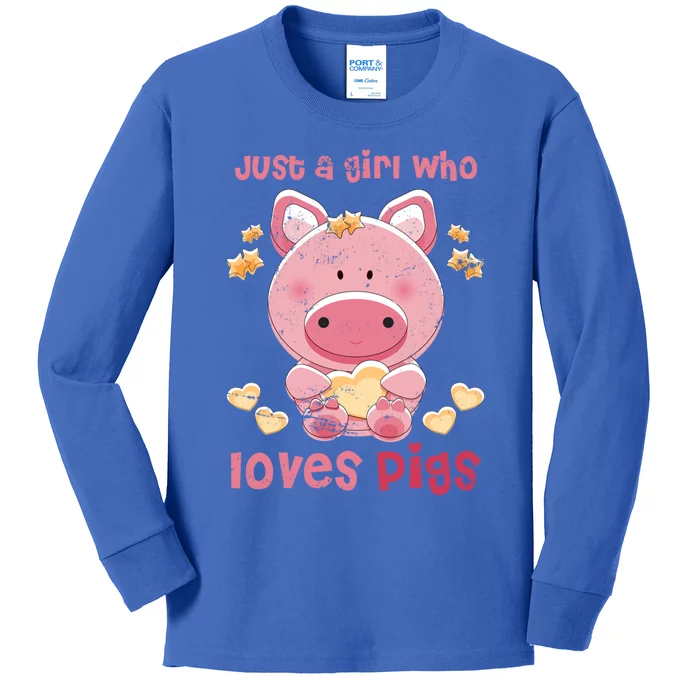 Just A Who Loves Pig Cute Gift Kids Long Sleeve Shirt