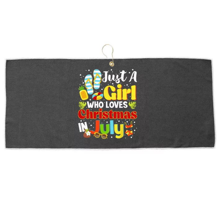 Just A Who Loves Christmas In July Summer Large Microfiber Waffle Golf Towel