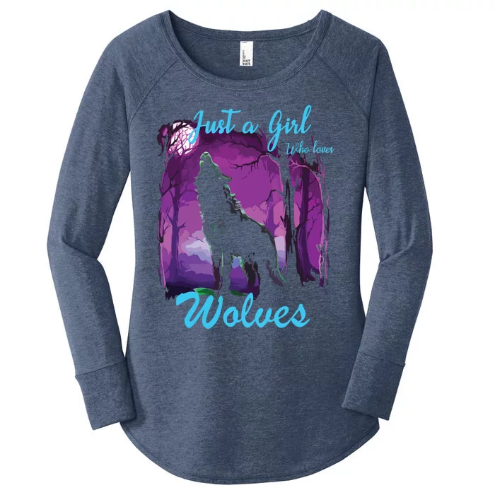 Just A Who Loves Wolves Wolf Women's Perfect Tri Tunic Long Sleeve Shirt