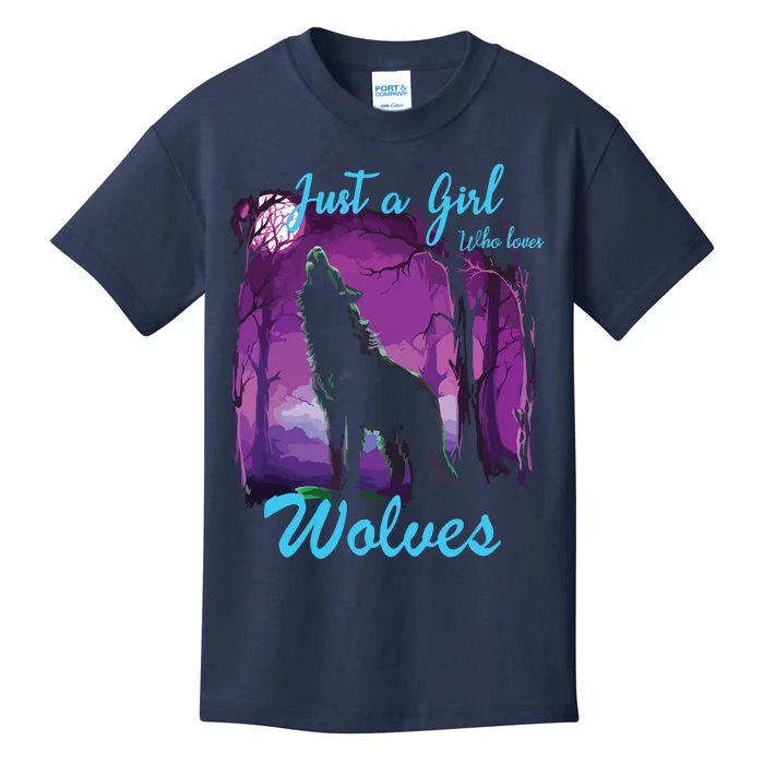 Just A Who Loves Wolves Wolf Kids T-Shirt