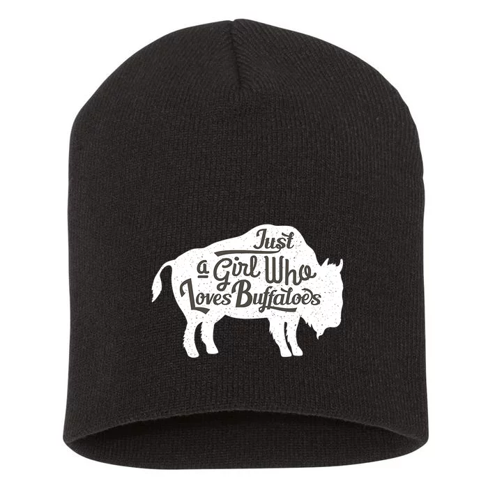 Just A  Who Loves Buffaloes Buffalo Bison Lover Short Acrylic Beanie