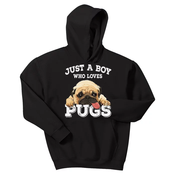 Just a who loves Pugs Funny Pug Lover Gift Kids Hoodie