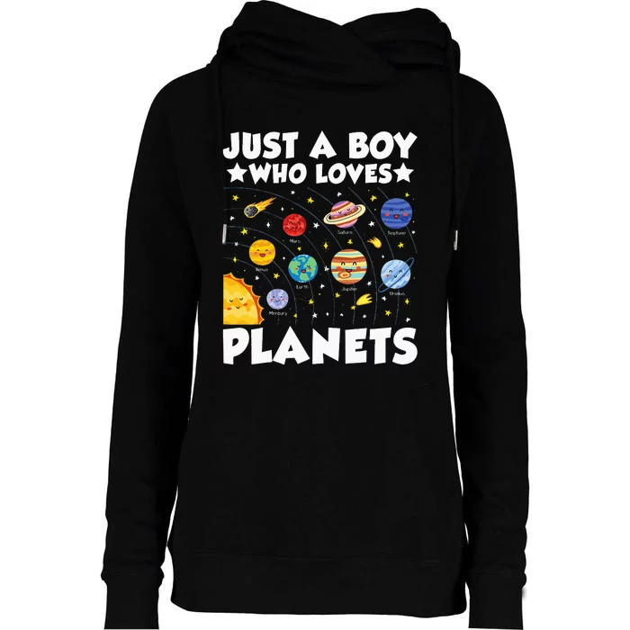 Just A Who Loves Planets Solar System Space Science Womens Funnel Neck Pullover Hood