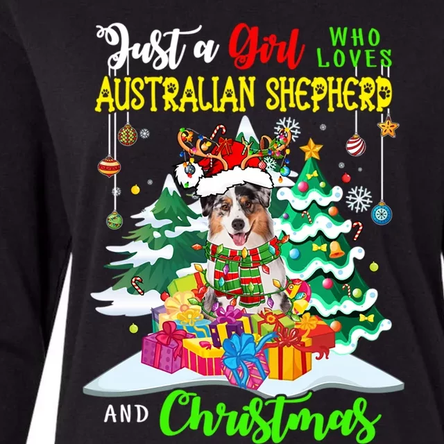 Just A Who Loves Australian Shepherd And Christmas Dog Funny Gift Womens Cotton Relaxed Long Sleeve T-Shirt