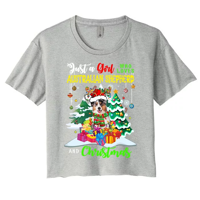 Just A Who Loves Australian Shepherd And Christmas Dog Funny Gift Women's Crop Top Tee