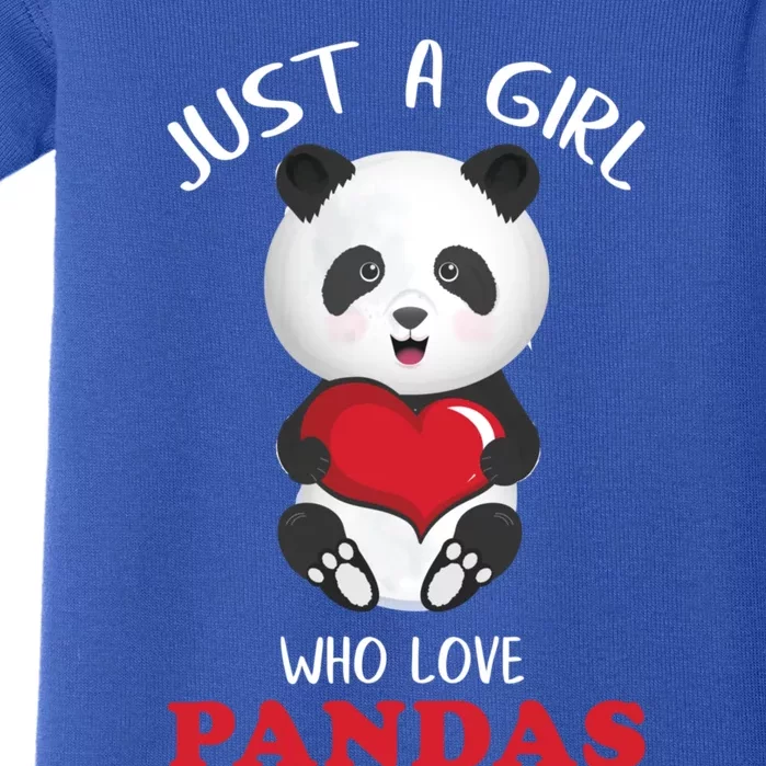 Just A Who Loves Pandas Valentines Day Cute Bear Funny Gift Great Gift Baby Bodysuit