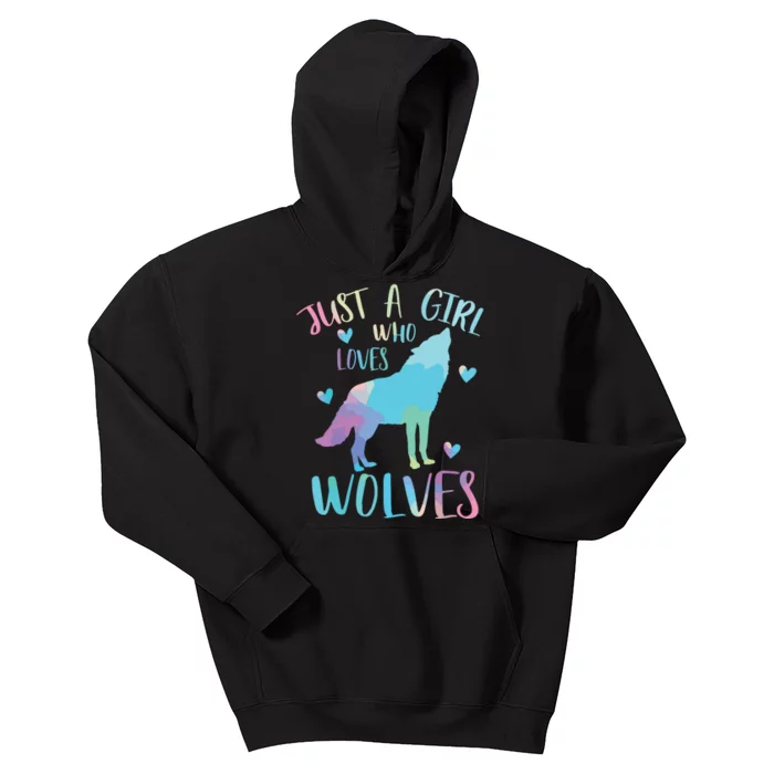 Just A Who Loves Wolves Watercolor Cute Wolf Lover,Short Sleeve Kids Hoodie