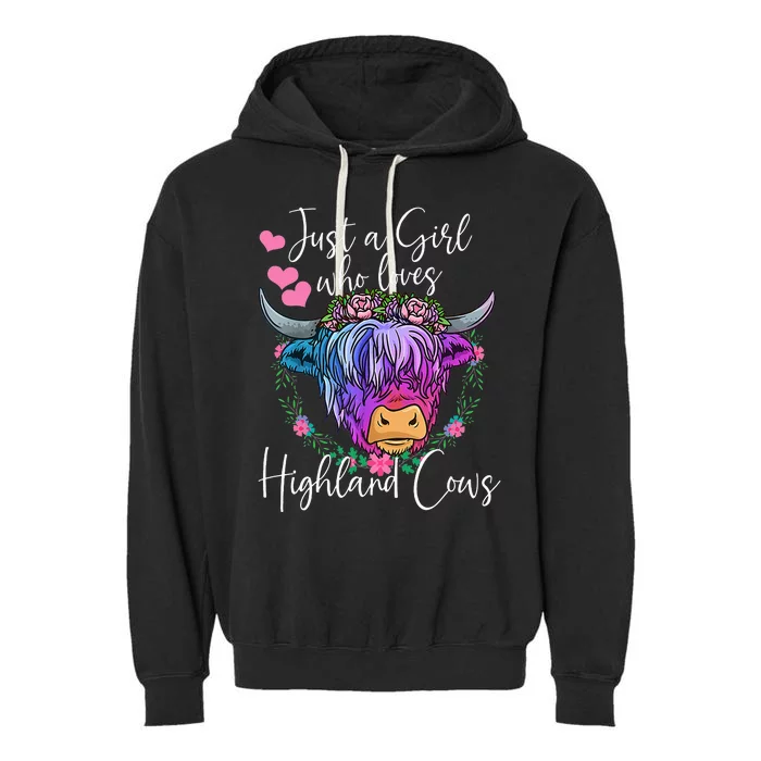 Just a Who Loves Highland Cows gift farmer Garment-Dyed Fleece Hoodie