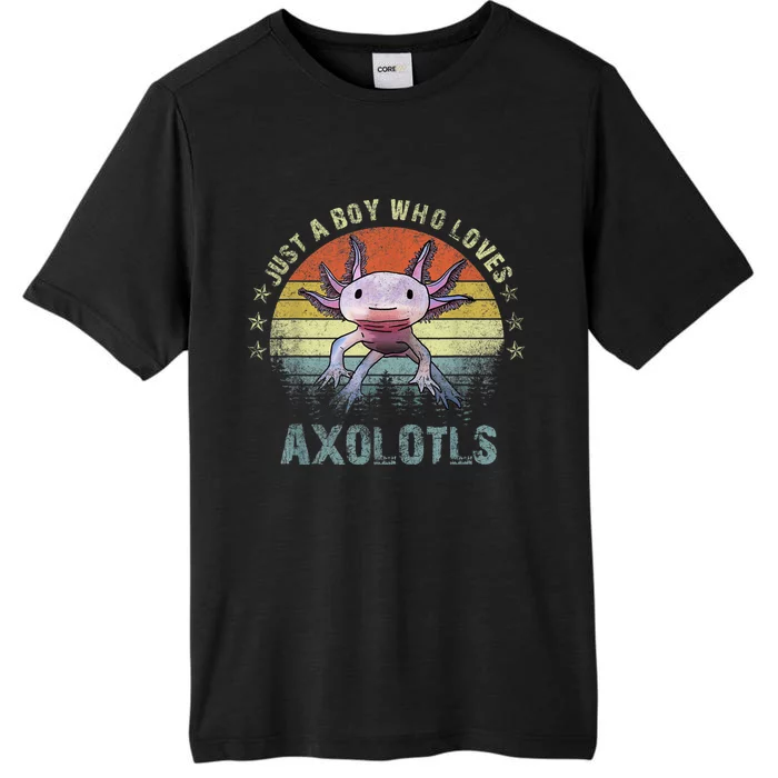 Just A  Who Loves Axolotls Funny Axolotl Gift for Boys ChromaSoft Performance T-Shirt