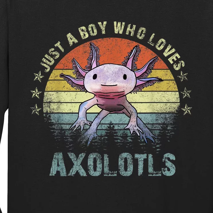 Just A  Who Loves Axolotls Funny Axolotl Gift for Boys Tall Long Sleeve T-Shirt