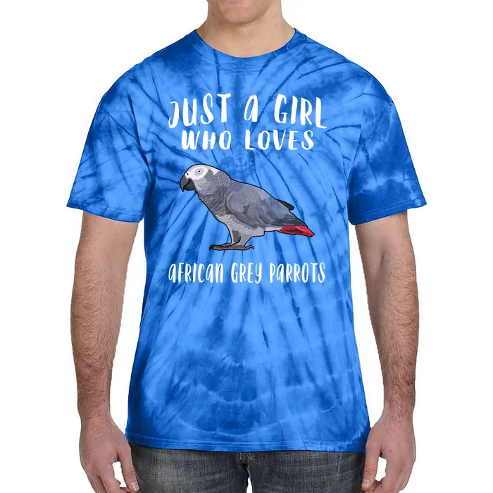 Just A Who Loves African Grey Parrot Bird Lover Gift Tie-Dye T-Shirt