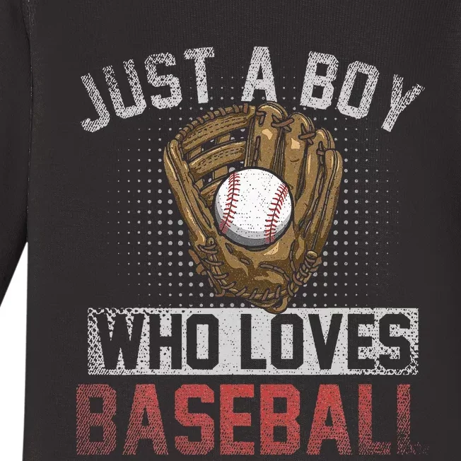 Just A  Who Loves Baseball Baby Long Sleeve Bodysuit