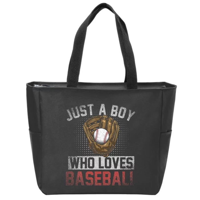 Just A  Who Loves Baseball Zip Tote Bag