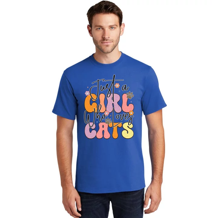 Just A Who Loves Cats Retro Vintage Cute Gift Tall T-Shirt