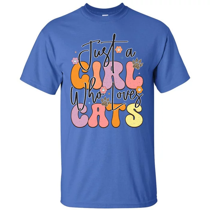 Just A Who Loves Cats Retro Vintage Cute Gift Tall T-Shirt