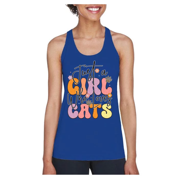 Just A Who Loves Cats Retro Vintage Cute Gift Women's Racerback Tank