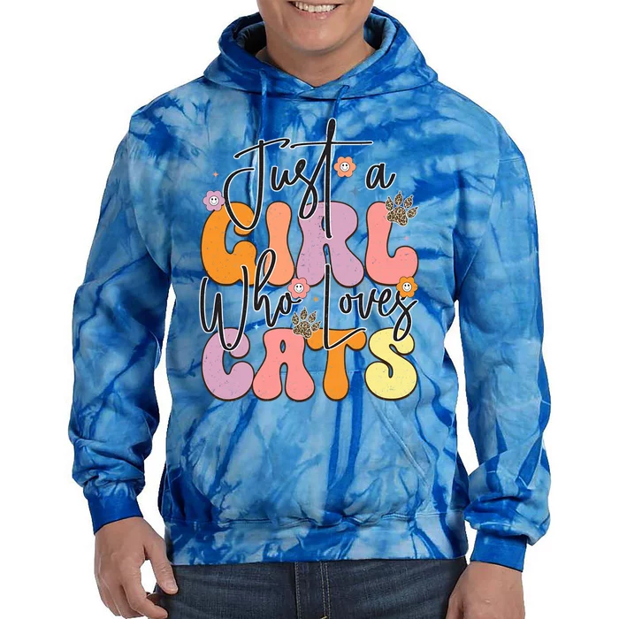 Just A Who Loves Cats Retro Vintage Cute Gift Tie Dye Hoodie