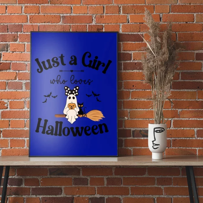 Just A Who Loves Halloween Ghost Witch Cat Funny Gift Poster