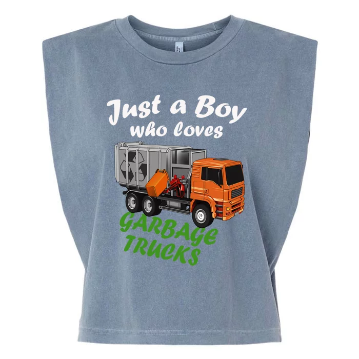 Just A Who Loves Garbage Trucks Gift And Trucks Meaningful Gift Garment-Dyed Women's Muscle Tee