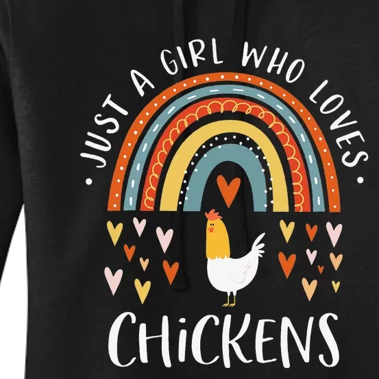 Just A Who Loves Chickens Rainbow Gifts Poultry Lover Women's Pullover Hoodie