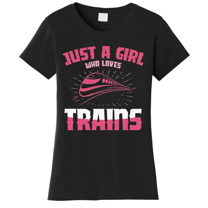 Just A  Who Loves Trains Locomotive Model Train Women's T-Shirt