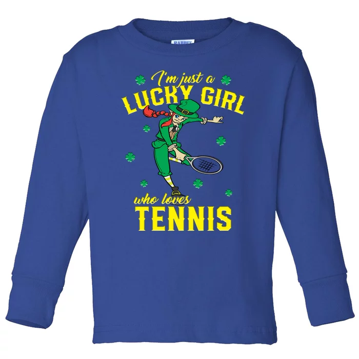 Just A Who Loves Tennis St Patrick's Day Gift Toddler Long Sleeve Shirt