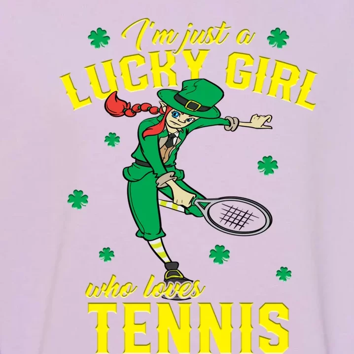 Just A Who Loves Tennis St Patrick's Day Gift Garment-Dyed Sweatshirt