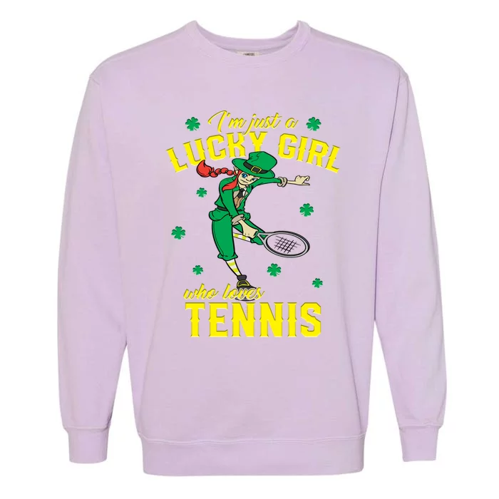 Just A Who Loves Tennis St Patrick's Day Gift Garment-Dyed Sweatshirt