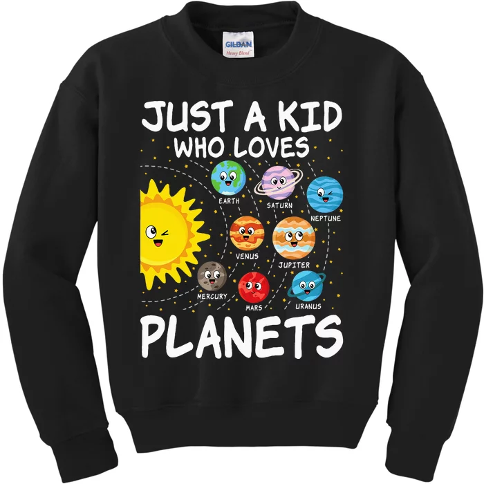 Just A Who Loves Planets Space Solar System Kids Sweatshirt