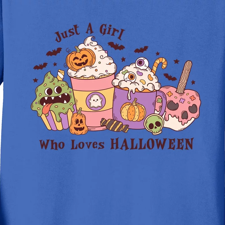 Just A Who Loves Halloween Cute Spooky Candy Gift Kids Long Sleeve Shirt