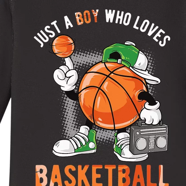 Just A  Who Loves Basketball Baby Long Sleeve Bodysuit