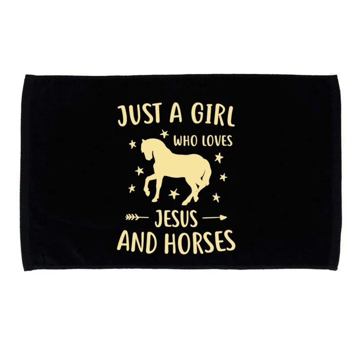 Just A  Who Loves Jesus And Horses Microfiber Hand Towel