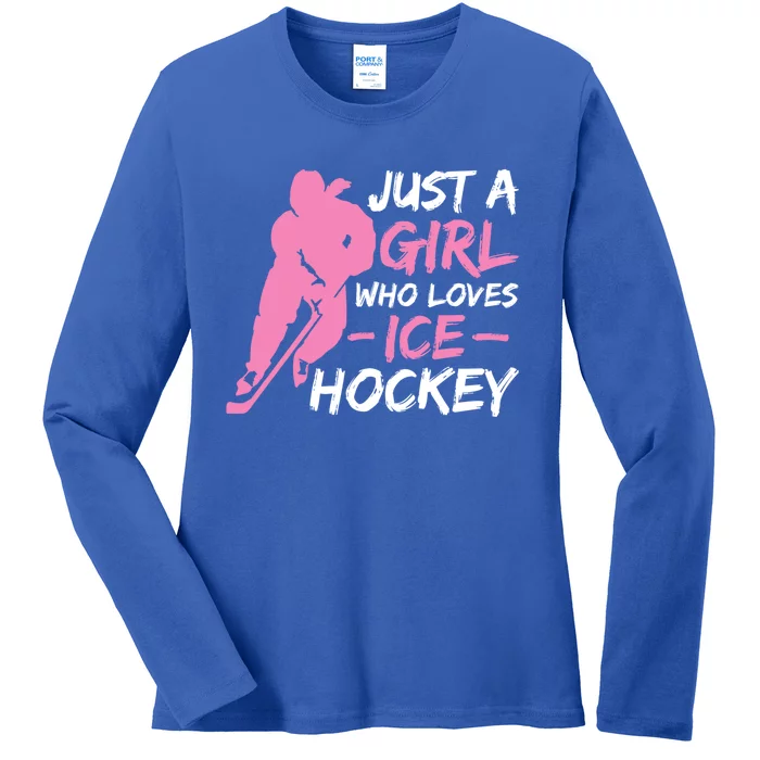 Just A Who Loves Ice Hockey Lover Player Gift Ladies Long Sleeve Shirt