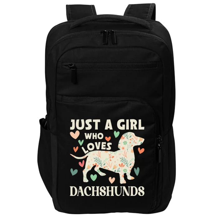 Just A Who Loves Dachshunds Cute Floral Dachshund Dog Impact Tech Backpack