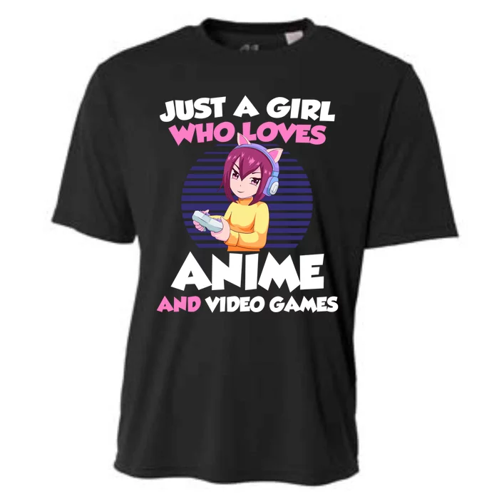 Just A Who Loves Anime And Video Games Gift Cooling Performance Crew T-Shirt