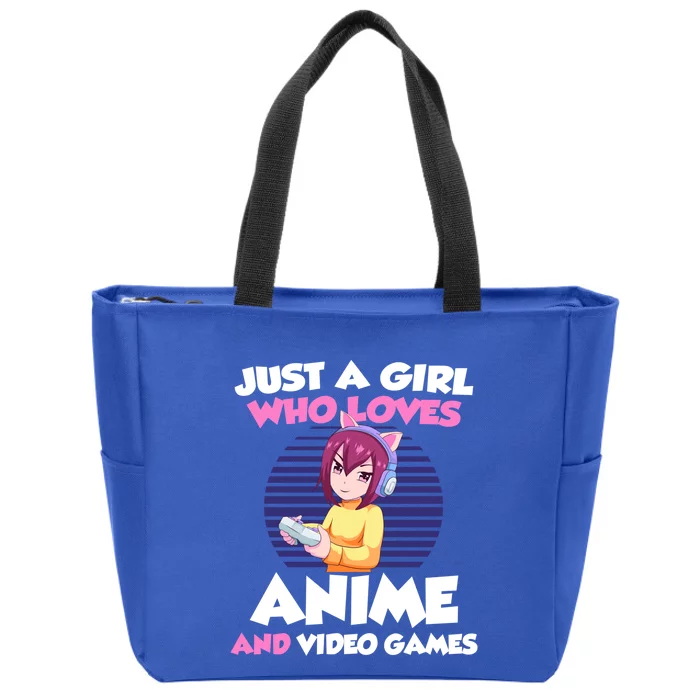 Just A Who Loves Anime And Video Games Gift Zip Tote Bag