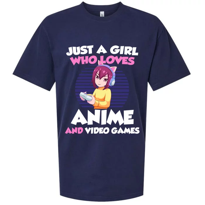 Just A Who Loves Anime And Video Games Gift Sueded Cloud Jersey T-Shirt