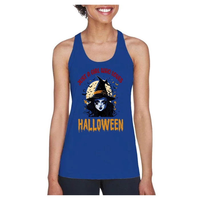 Just A Who Loves Halloween Funny Witch Spooky Gift Women's Racerback Tank