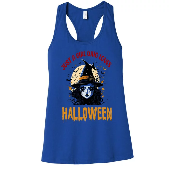 Just A Who Loves Halloween Funny Witch Spooky Gift Women's Racerback Tank