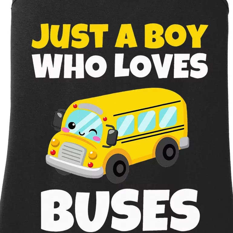 Just A  Who Loves Buses Yellow School Bus Lover Ladies Essential Tank