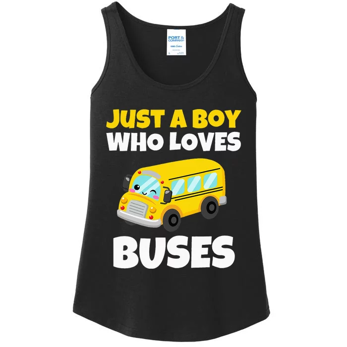 Just A  Who Loves Buses Yellow School Bus Lover Ladies Essential Tank