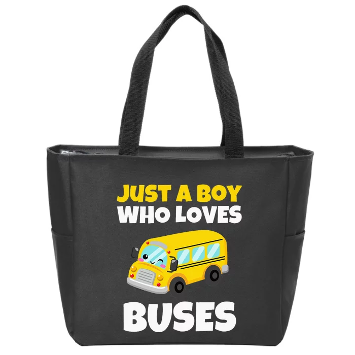 Just A  Who Loves Buses Yellow School Bus Lover Zip Tote Bag