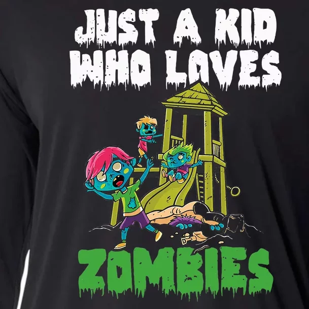 Just A Who Loves Zombies Halloween Zombie Enthusiast Cooling Performance Long Sleeve Crew