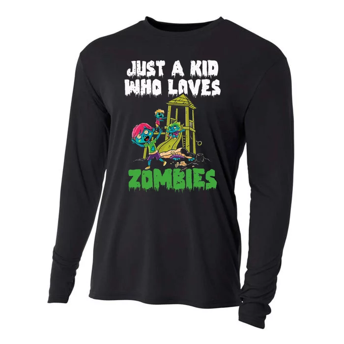 Just A Who Loves Zombies Halloween Zombie Enthusiast Cooling Performance Long Sleeve Crew